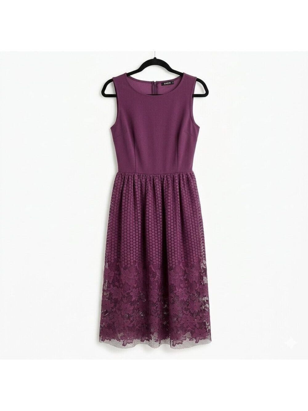 *SHEIN Elegant Purple Floral Lace Midi Dress – Size Medium